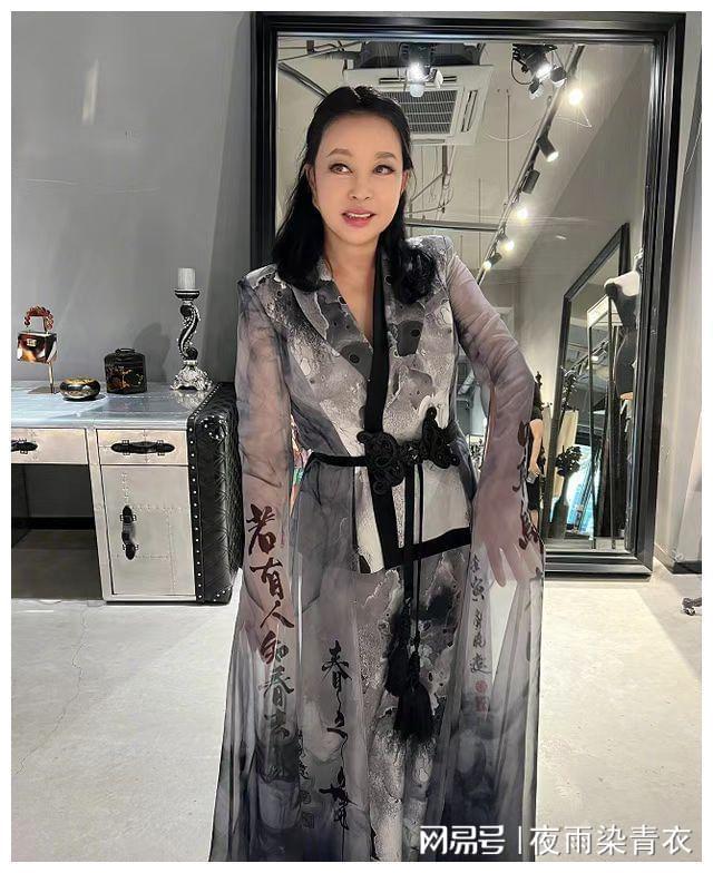 国风服装真显气质！刘晓庆水墨画薄纱裙好高级完全看不出67岁CQ9电子 CQ9传奇电子(图4)