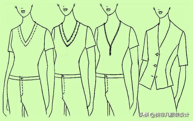 「服装实用裁剪系列之领子篇」V形领领线及其变化CQ9电子 CQ9传奇电子