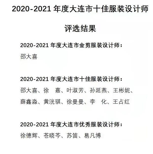 CQ9电子 CQ9传奇电子2020-21年度大连市十佳服装设